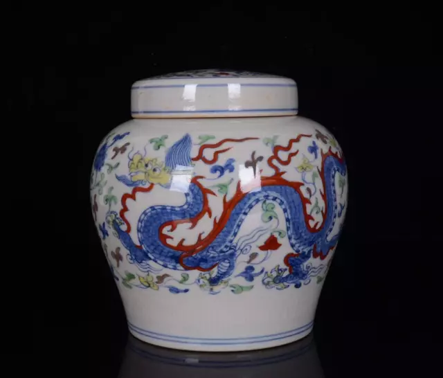 Old Chinese Dou Cai Porcelain Pot Jar Tian Marked St1708