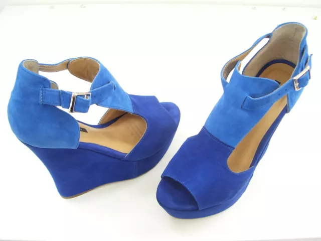 Blue wedge dress sales shoes