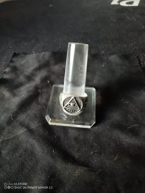 Indian Masonic Sterling Silver Mens Ring Pyramid With Eye Design