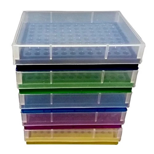 Plastic 96-Well PCR Rack - Assorted Colors, Pack of 5, for 0.2ml Micro Centrif..
