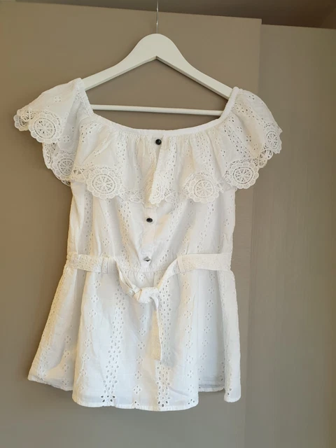 Top bianco da ragazza River Island ricamo primavera estate taglia 11-12 anni