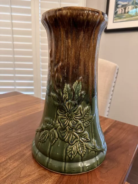 Robinson Ransbottom Pottery 60s Green Brown Dogwood Pedestal 421/Umbrella Stand!