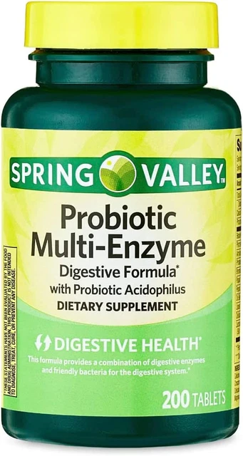 Spring Valley Probiotic Multi-Enzyme Digestive Formula Tablets - 200 Count