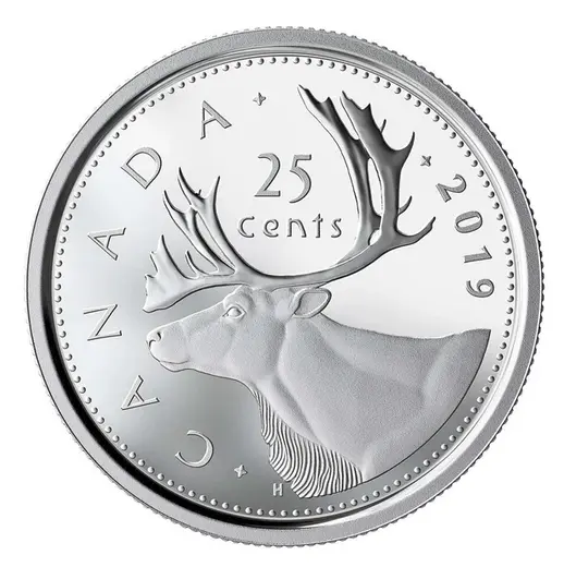 2019 Canada 25 cent Quarter Classic Caribou   pure silver from proof set