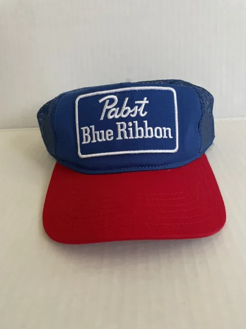 Pabst Blue Ribbon PBR Mesh Trucker Snapback Hat NWT Blue Red Mad Engine