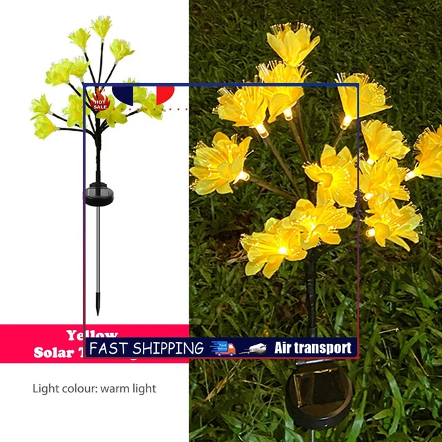 LED Garden Stake Light Waterproof Flower Shaped Solar Lawn Lamp (Yellow 2pcs)
