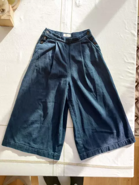 TOAST blue denim culottes trousers size 10