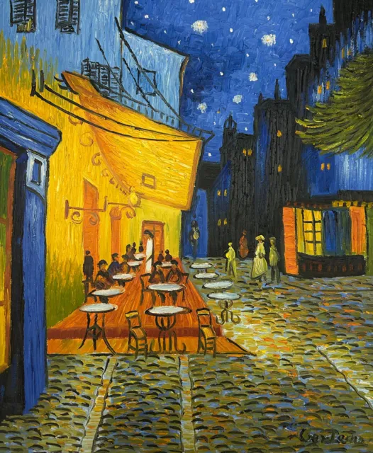 Ölgemälde 50x60 Van Gogh Caféterrasse am Abend handgemalt Öl auf Leinwand