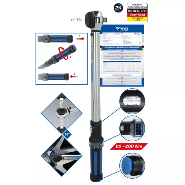 Brilliant Tools 1/2 " Clé Dynamométrique 20 - 200 NM BT141901