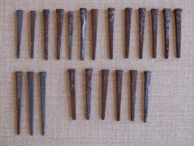 22 Vintage Antique Original used Square Cut Nails, 2-1/2 and 3 Inches Long