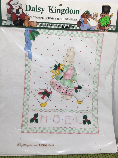 Bucilla Estampado Punto de Cruz Margarita Reino Navidad 63445 Noel Conejo Gansos NUEVO