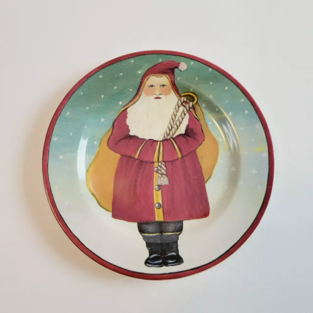 Block Father Christmas Salad Plate, Vintage 1995 Holiday Plate, Christmas Dishes