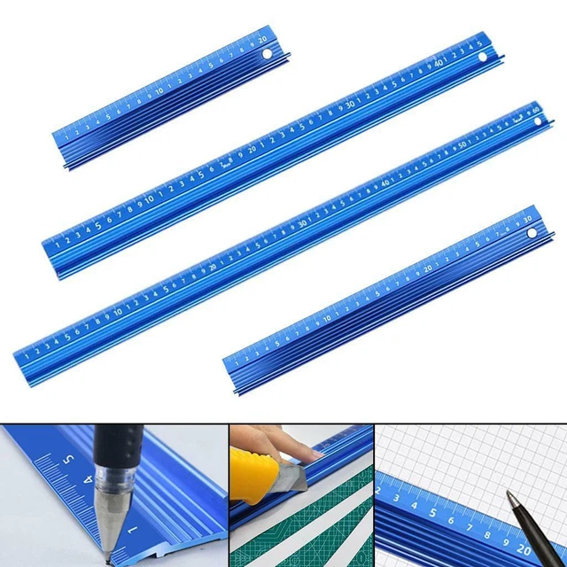 Règle De Menuisier En Aluminium - Type T Avec Bloc Coulissant 45° - Double Échelle Métrique/Impériale - 160/200/300mm