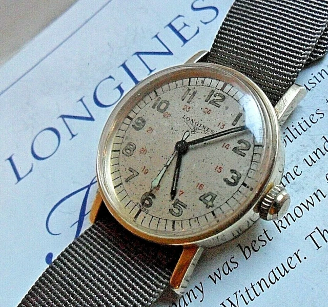 24 HOUR VINTAGE 1952 Men s Longines Military G F 17J Cal. 12L