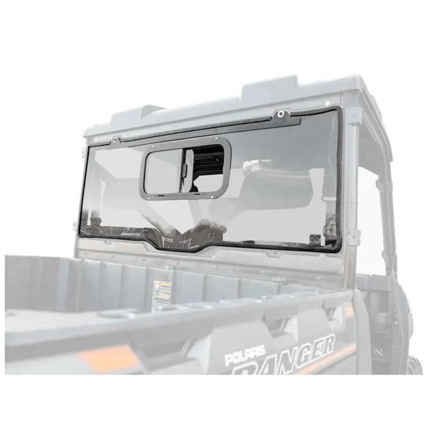SuperATV Rear Windshield With Sliding Window for Polaris Ranger - Light Tinted