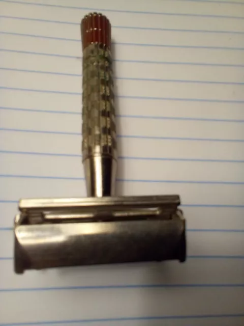 Gillette Razor  VINTAGE Heavy Handle Red Flare Tip Safety