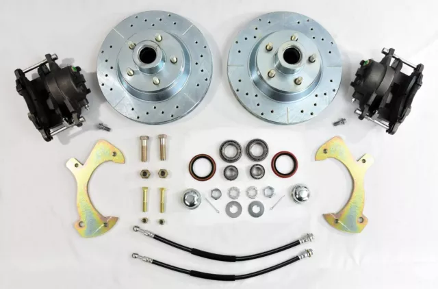 1965-1968 Ford Galaxie front power disc brake conversion drilled slotted rotors 2