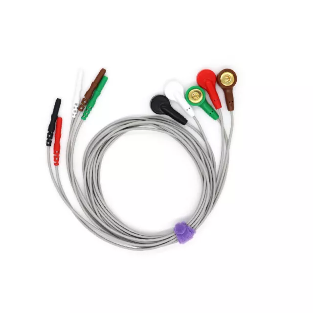10Pcs 5Lead ECG EKG Leadwire,Snap,Holter Recorder Patient Monitor Cable,0.9m 3ft