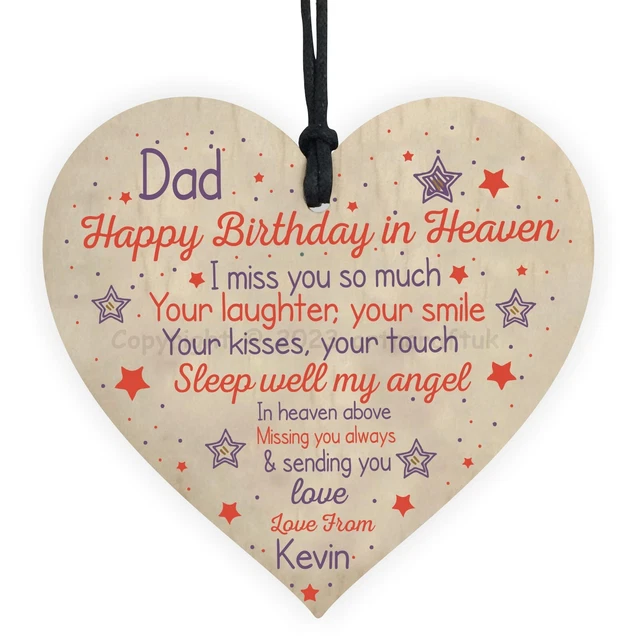 PAPÁ Cumpleaños Memorial Corazón de Madera Tumba Tributo Recuerdo Regalo Personalizado