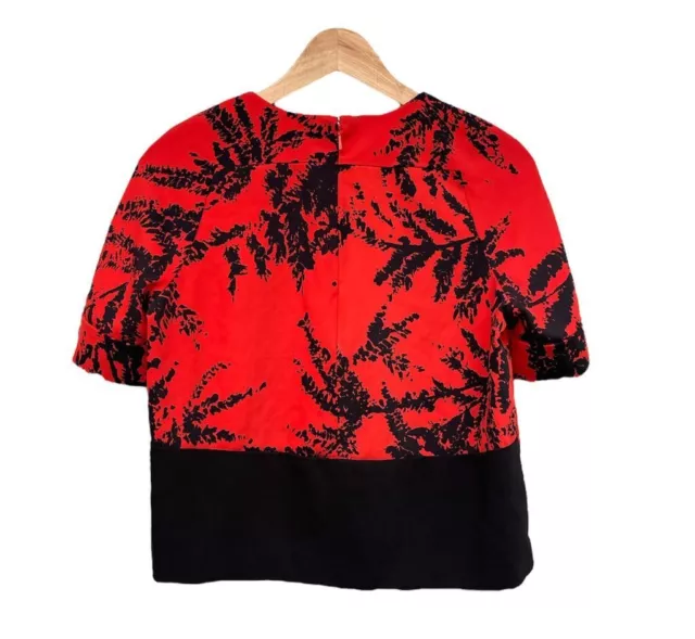 Whistles Fern Print Top T-Shirt Cropped Fit, Red Black Holiday Summer Size UK 8