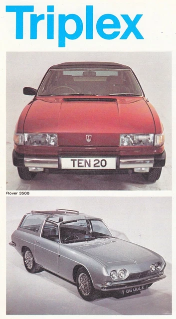 Triplex Rover 1978 TRIPLEX TEN TWENTY Glass Roof Brochure Brochure with Rover 3500 Reliant ...