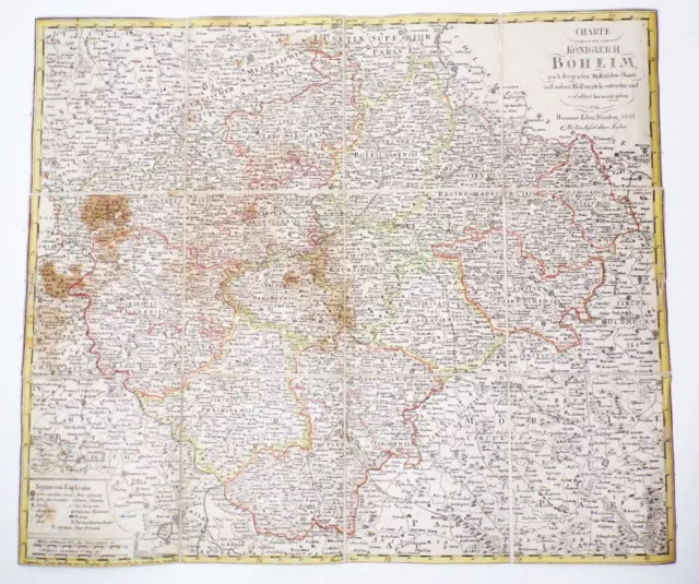 Landkarte Königreich Boheim Böhmen Homanns Erben 1805 koloriert