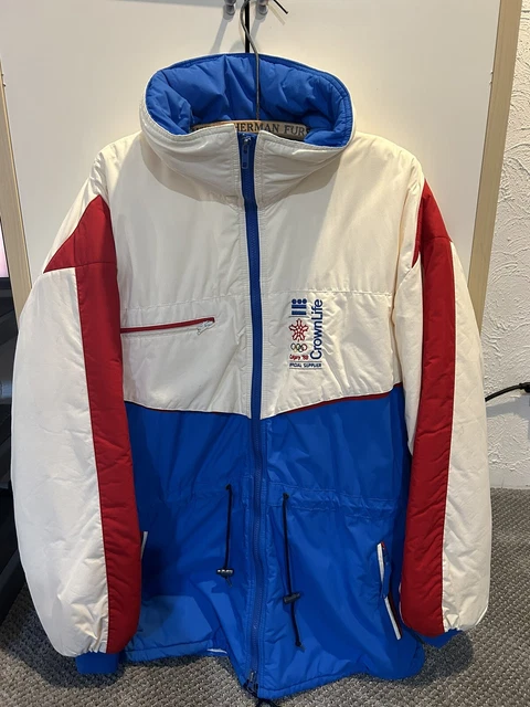 VINTAGE SUNICE 1988 OLYMPIC WINTER GAMES WHITE, RED and BLUE  Jacket size XL