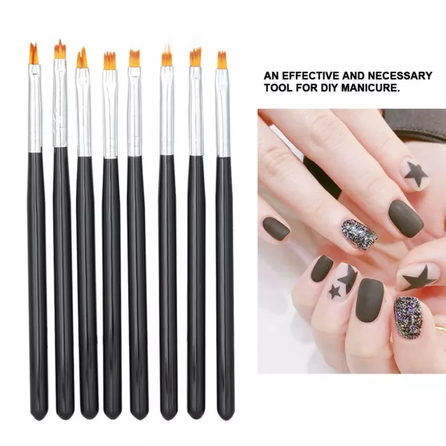 8x Nail Art Pen Brush Set Flower Drawing Painting Petal Gradient Pen XAT