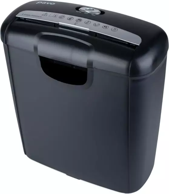 Pavo Destructeur de Documents Premium 6 Feuilles Bandes Coupe 10 L Noir 8029310