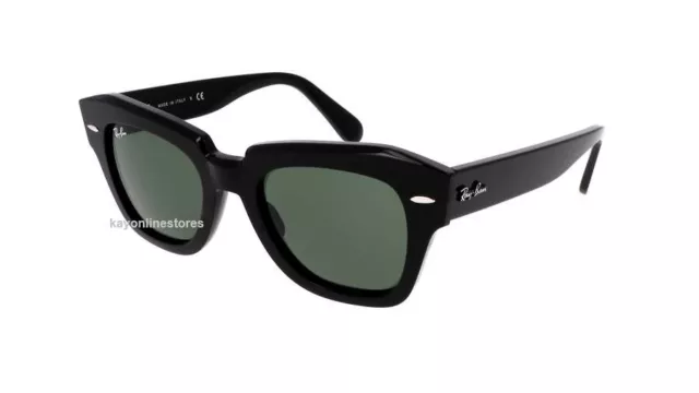 Ray Ban State Street Black RB2186 901/31 Green Non Polarized Sunglasses 49mm New