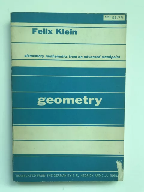 Geometry by Felix Klein - Pub: Dover - 1939 - Paperback Book