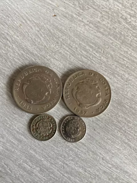 1937, 1935 Costa Rica 1 Colon Large, 1951, 1958 5 Centimos- 4 Coins