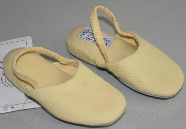 NEUF pantoufles bébé Pratesi jaune PIQUET élingue chaussures en coton ITALIE 24 4 2