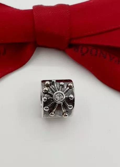 Genuine Pandora Desert Star CZ Flower Silver 14K Gold Two Tone Charm #790188..