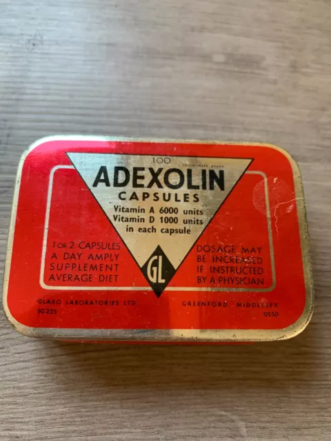 Vintage Collectable Empty Adexolin Capsules Tin