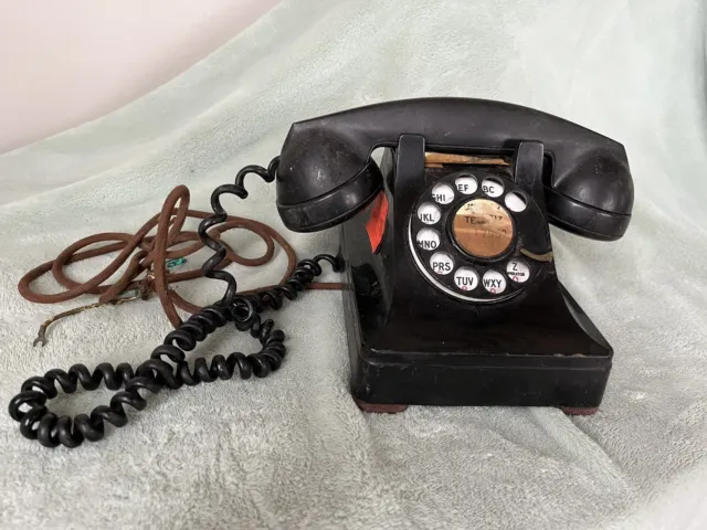 Western Electric Bell System Telephone Black Rotary Dial Not Tested Vtg 1940s F1
