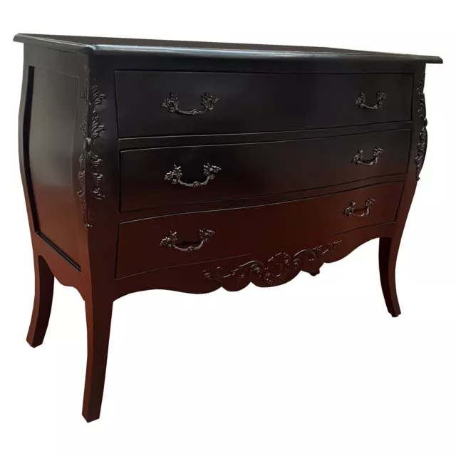 Black Bombe Antique French Style Chest