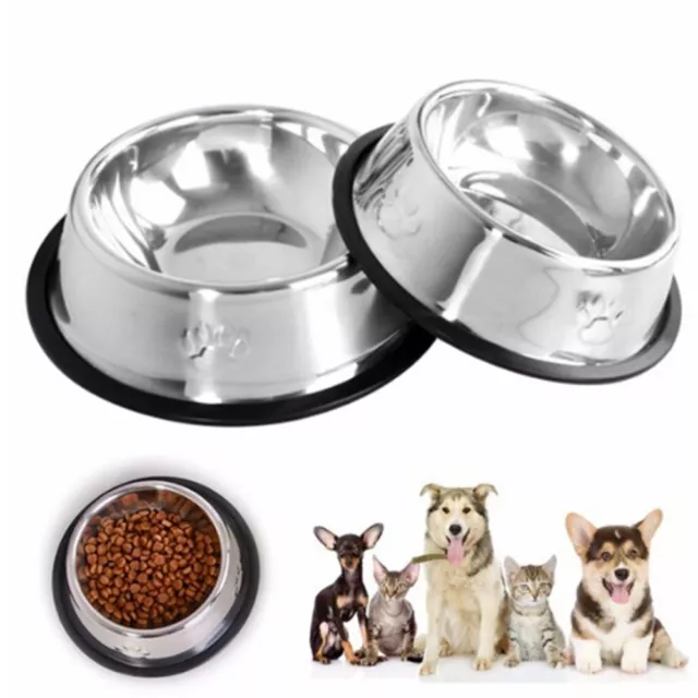 Puppy Anti Slip Stainless Steel Dog Bowl Pet Feeding Water Dish Pet Bowl