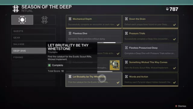 Wicked Implement Exotic Catalyst ONLY (Tier 7 Deep Dive) - PS4/5/Xbox