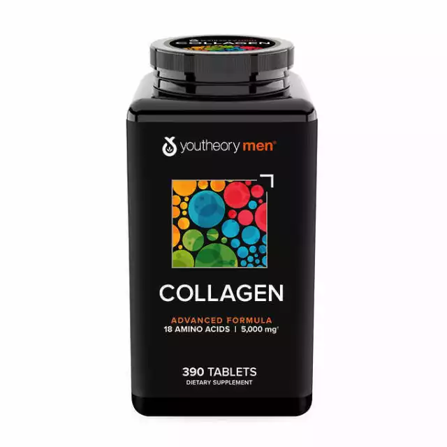 youtheory Mens Collagen Advanced Formula, 390 Tablets - Fresh! - Free Shipping!