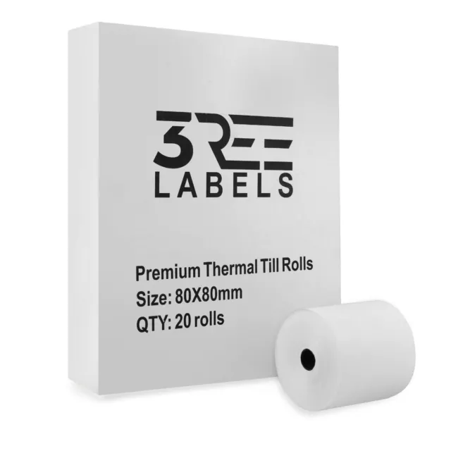 80x80 Thermal Receipt Paper Till Rolls (20 Rolls) Compatible With Epos Terminals