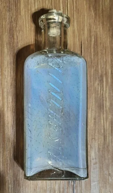 Vintage Winchester Embossed Glass Oil/Crystal Cleaner Bottle with Cork, 5" Tall