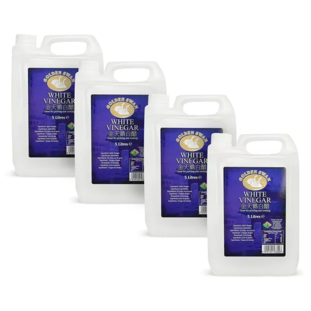 DISTILLED WHITE VINEGAR 5 Litre Pack of 4 Cleaning Cooking Weed Killer