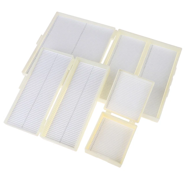 Plastic Microscope Glass Slide Box 25/50/100pcs Biological Slices Storage Cas !!