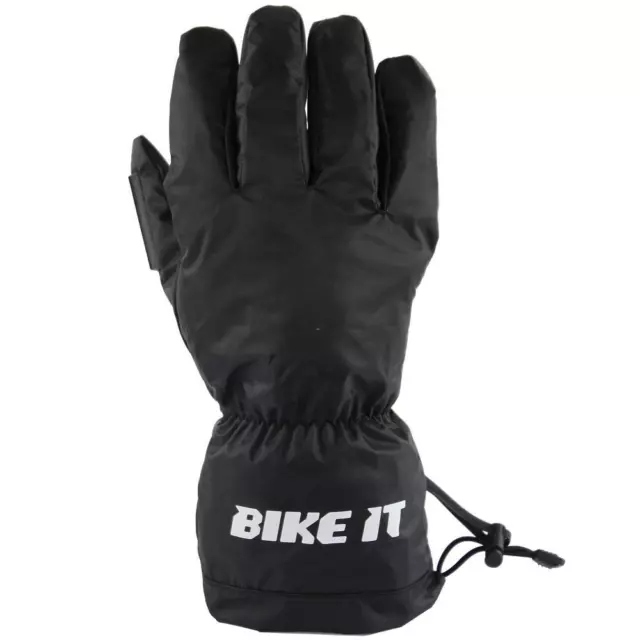 Bike It Waterproof Motorcycle Over Gloves Motorbike Over Mitts Elasticated Black