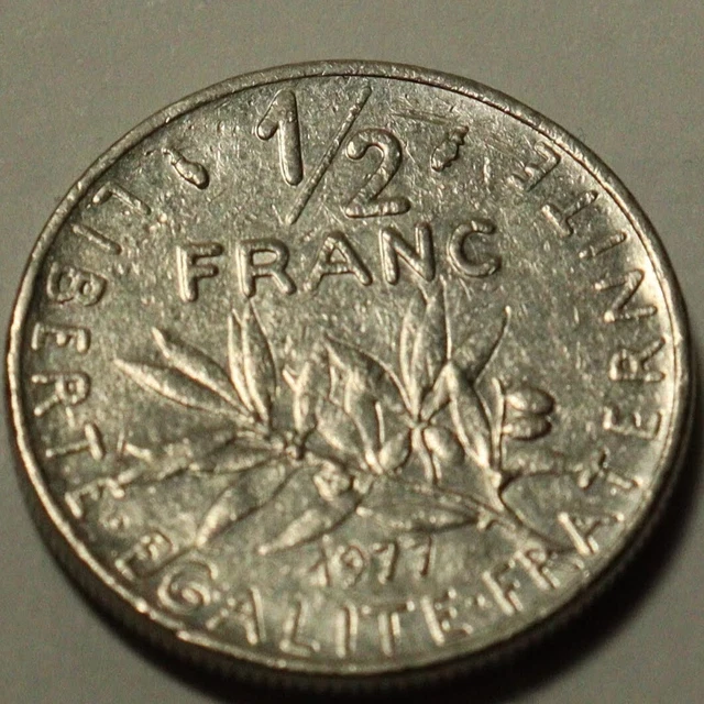 France 1/2 Franc Coin, 1977.
