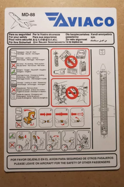 AVIACO - MD-80 - Safety Card ++ extremely rare / extremely rare ++ mint condition / mint!