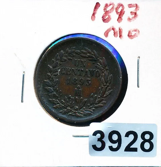 MEXICO  - 1 CENTAVO - 1893 Mo FULL SNAKE - #3928