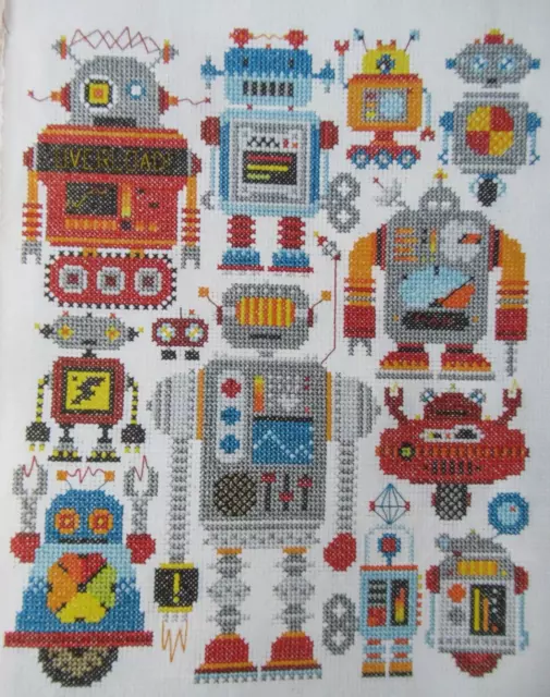 Stickvorlage "Roboter - Sampler  - Mustrtuch" Kreuzstichmotive Emma  Congdon