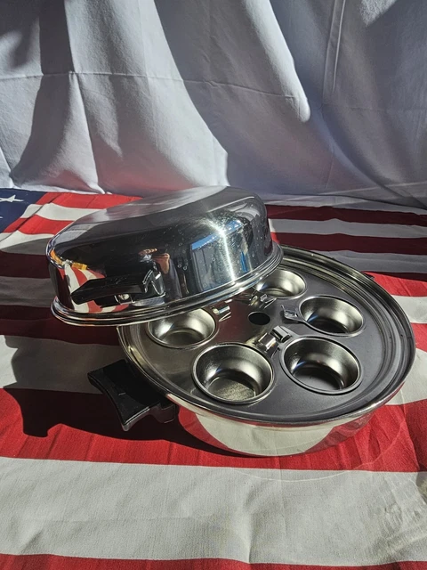 Kitchen Queen 5-Ply Stainless 11” Skillet W/Dome Lid And Egg Poacher Insert Kitchen Queen 5-Ply Stainless 11” Skillet W/Dome Lid And Egg Poacher Insert
